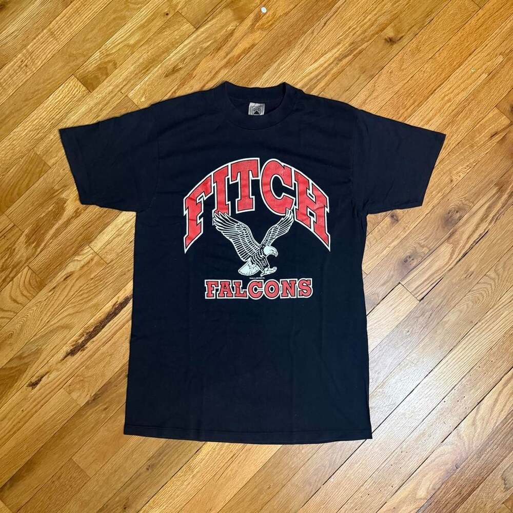 Delta Fitch Falcons Graphic T-Shirt Size L Black Vintage USA